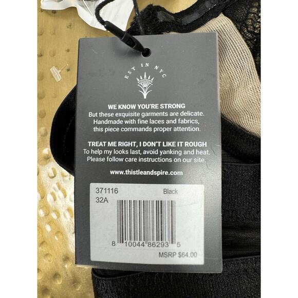 NWT Thistle and Spire Black Mesh Whimsygoth Coquette Sexy Vixen Vamp Bra 32A - Picture 5 of 8